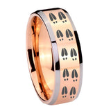 10mm Deer Tracks Beveled Edges Rose Gold Tungsten Carbide Wedding Band Ring