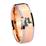 10mm Deer Hunting Beveled Edges Rose Gold Tungsten Carbide Wedding Bands Ring