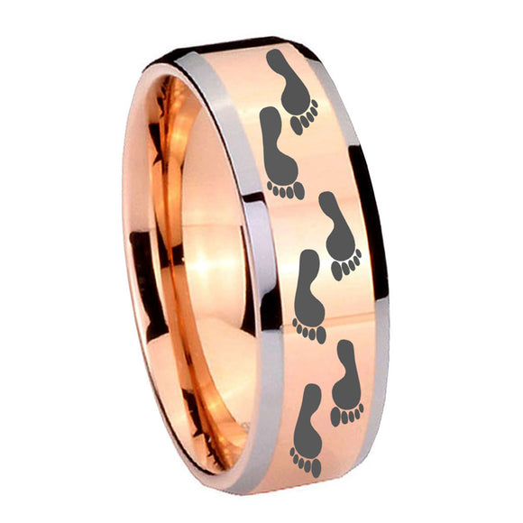 10mm Foot Print Beveled Edges Rose Gold Tungsten Carbide Custom Mens Ring