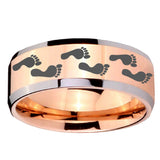 10mm Foot Print Beveled Edges Rose Gold Tungsten Carbide Custom Mens Ring