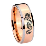 10mm Dragon Beveled Edges Rose Gold Tungsten Carbide Mens Anniversary Ring
