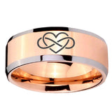 10mm Infinity Love Beveled Edges Rose Gold Tungsten Carbide Men's Band Ring
