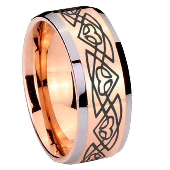 10mm Celtic Braided Beveled Edges Rose Gold Tungsten Wedding Bands Ring