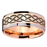 10mm Celtic Knot Beveled Edges Rose Gold Tungsten Wedding Bands Ring