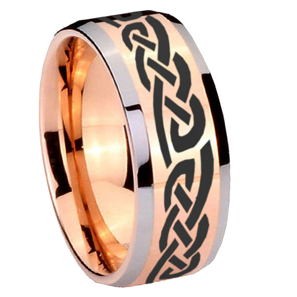 10mm Celtic Knot Infinity Love Beveled Edges Rose Gold Tungsten Wedding Bands Ring