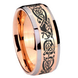 10mm Celtic Knot Dragon Beveled Edges Rose Gold Tungsten Men's Engagement Ring