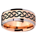 10mm Laser Celtic Knot Beveled Edges Rose Gold Tungsten Wedding Bands Ring