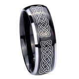 10mm Celtic Knot Dome Glossy Black 2 Tone Tungsten Carbide Engagement Ring