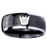 10mm Decepticon Transformers Dome Glossy Black 2 Tone Tungsten Mens Wedding Band