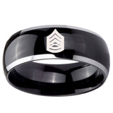 10mm Army Sergeant Major Dome Glossy Black 2 Tone Tungsten Mens Wedding Band