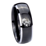 10mm Marine Dome Glossy Black 2 Tone Tungsten Carbide Wedding Band Mens