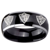 10mm Multiple CTR Dome Glossy Black 2 Tone Tungsten Mens Anniversary Ring