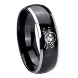 10mm Skull Dome Glossy Black 2 Tone Tungsten Carbide Men's Ring