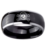 10mm Skull Dome Glossy Black 2 Tone Tungsten Carbide Men's Ring