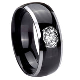 10mm Masonic 32 Degree Freemason Dome Glossy Black 2 Tone Tungsten Carbide Men's Promise Rings