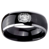 10mm Masonic 32 Degree Freemason Dome Glossy Black 2 Tone Tungsten Carbide Men's Promise Rings