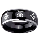 10mm Masonic Shriners Dome Glossy Black 2 Tone Tungsten Carbide Mens Bands Ring