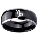 10mm Capricorn Zodiac Dome Glossy Black 2 Tone Tungsten Men's Bands Ring