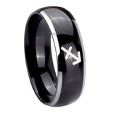 10mm Sagittarius Zodiac Dome Glossy Black 2 Tone Tungsten Mens Promise Ring