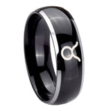 10mm Taurus Horoscope Dome Glossy Black 2 Tone Tungsten Carbide Mens Ring
