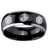 10mm Marine Chief Master Sergeant  Dome Glossy Black 2 Tone Tungsten Custom Ring for Men