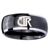 10mm CTR Dome Glossy Black 2 Tone Tungsten Carbide Mens Engagement Ring