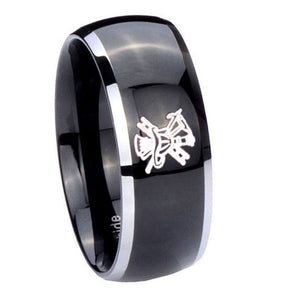 10mm Fireman Dome Glossy Black 2 Tone Tungsten Carbide Men's Bands Ring