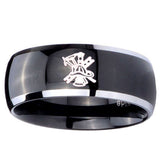 10mm Fireman Dome Glossy Black 2 Tone Tungsten Carbide Men's Bands Ring