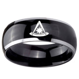 10mm Pester Master Masonic Dome Glossy Black 2 Tone Tungsten Carbide Men's Ring