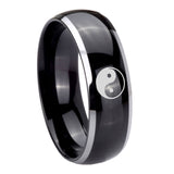 10mm Yin Yang Dome Glossy Black 2 Tone Tungsten Carbide Engagement Ring