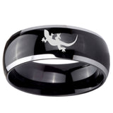 10mm Lizard Dome Glossy Black 2 Tone Tungsten Carbide Bands Ring