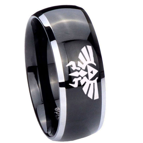 10mm Zelda Skyward Sword Dome Glossy Black 2 Tone Tungsten Men's Engagement Ring