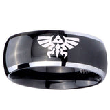 10mm Zelda Skyward Sword Dome Glossy Black 2 Tone Tungsten Men's Engagement Ring