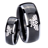 His Hers Zelda Skyward Sword Dome Glossy Black 2 Tone Tungsten Men's Ring Set