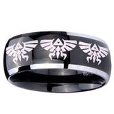 10mm Multiple Zelda Skyward Sword Dome Glossy Black 2 Tone Tungsten Men's Ring