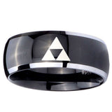 10mm Zelda Triforce Dome Glossy Black 2 Tone Tungsten Wedding Bands Ring