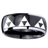 10mm Multiple Zelda Triforce Dome Glossy Black 2 Tone Tungsten Mens Bands Ring