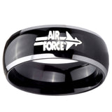 10MM Dome Glossy Black Middle Air Force Two Tone Tungsten Men's Ring