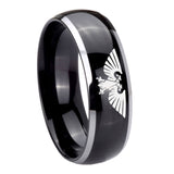 10mm Aquila Dome Glossy Black 2 Tone Tungsten Carbide Men's Bands Ring