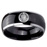10mm U.S. Army Dome Glossy Black 2 Tone Tungsten Carbide Engraved Ring