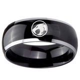 10mm Thundercat Dome Glossy Black 2 Tone Tungsten Carbide Wedding Band Ring