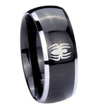 10mm Spiderman Dome Glossy Black 2 Tone Tungsten Carbide Men's Promise Rings