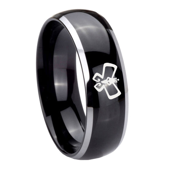 10mm Monarch Dome Glossy Black 2 Tone Tungsten Carbide Promise Ring