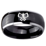 10mm Monarch Dome Glossy Black 2 Tone Tungsten Carbide Promise Ring