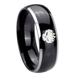 10mm Offspring Dome Glossy Black 2 Tone Tungsten Carbide Mens Ring Personalized