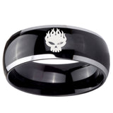 10mm Offspring Dome Glossy Black 2 Tone Tungsten Carbide Mens Ring Personalized