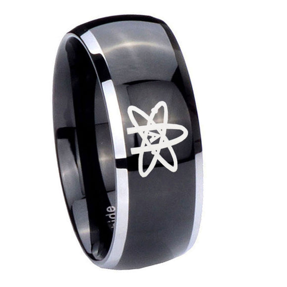 10mm American Atheist Dome Glossy Black 2 Tone Tungsten Custom Ring for Men