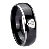 10mm Greek CTR Dome Glossy Black 2 Tone Tungsten Carbide Men's Wedding Band