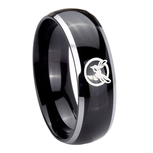 10mm Honey Bee Dome Glossy Black 2 Tone Tungsten Carbide Mens Wedding Ring