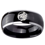 10mm Angry Baseball Dome Glossy Black 2 Tone Tungsten Men's Engagement Band